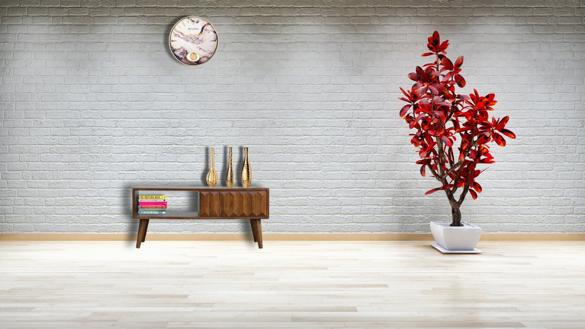 Szafka RTV z litego drewna mango – kasztanowa, 88 cm — model IN695 - obrazek 10