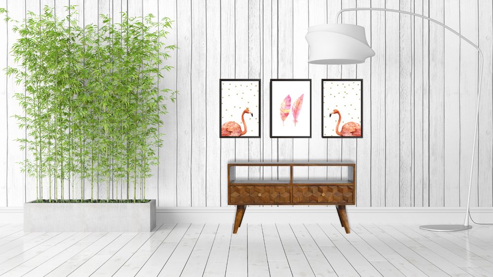 Szafka RTV z litego drewna mango – kasztanowa, 84 cm - obrazek 10