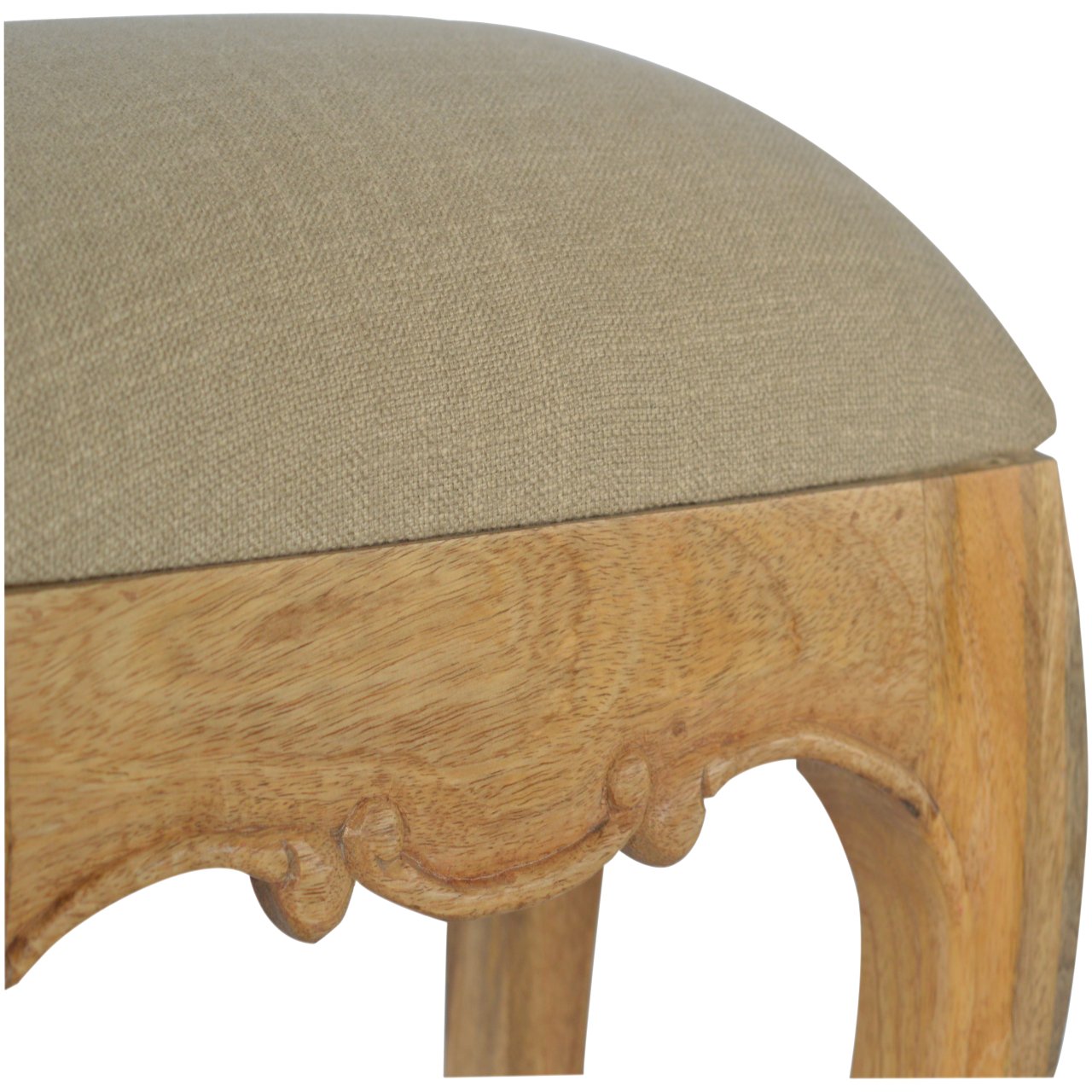 Pufa z litego drewna mango – dębowa, 42 cm - Image 3