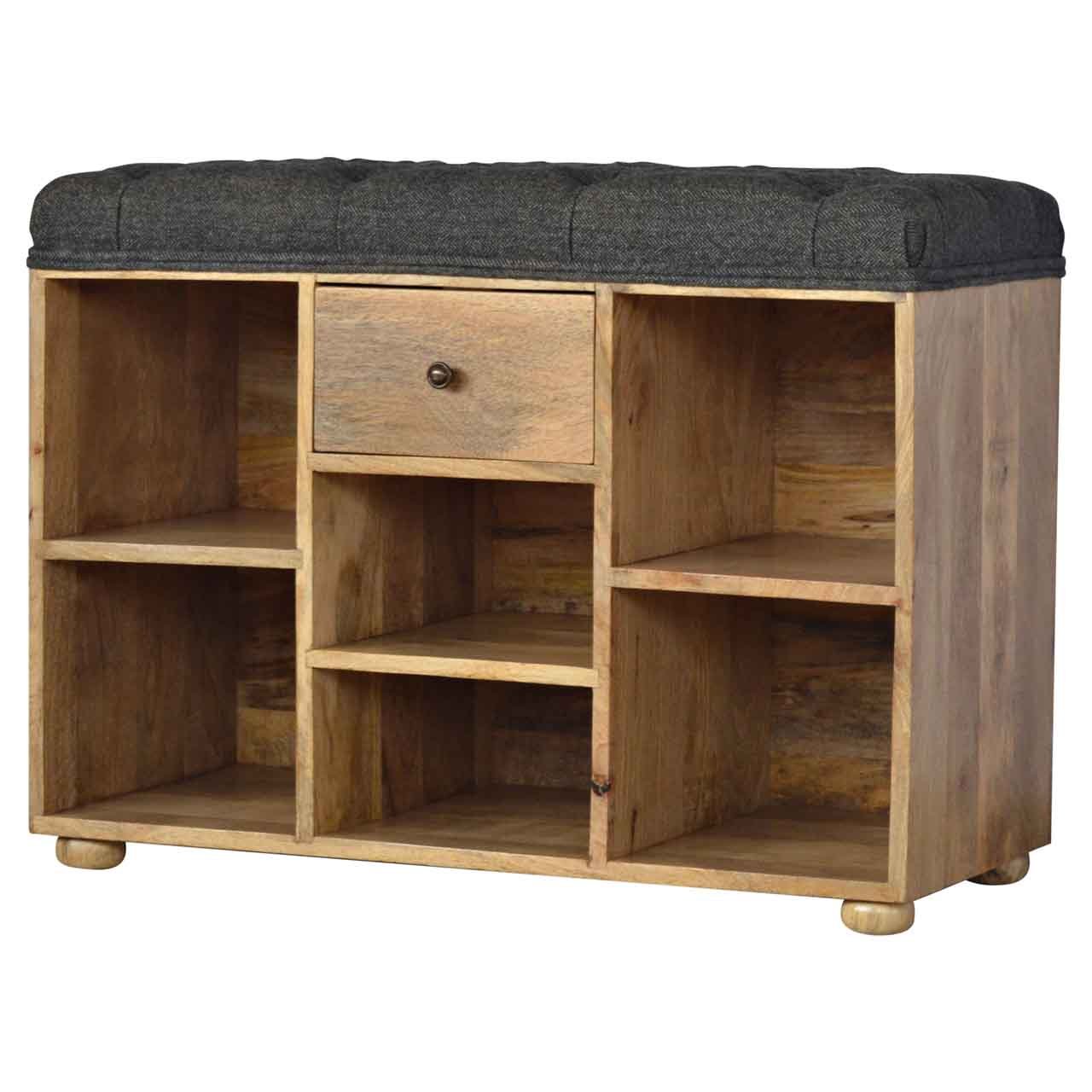 Ławka z litego drewna mango – czarna, 80 cm