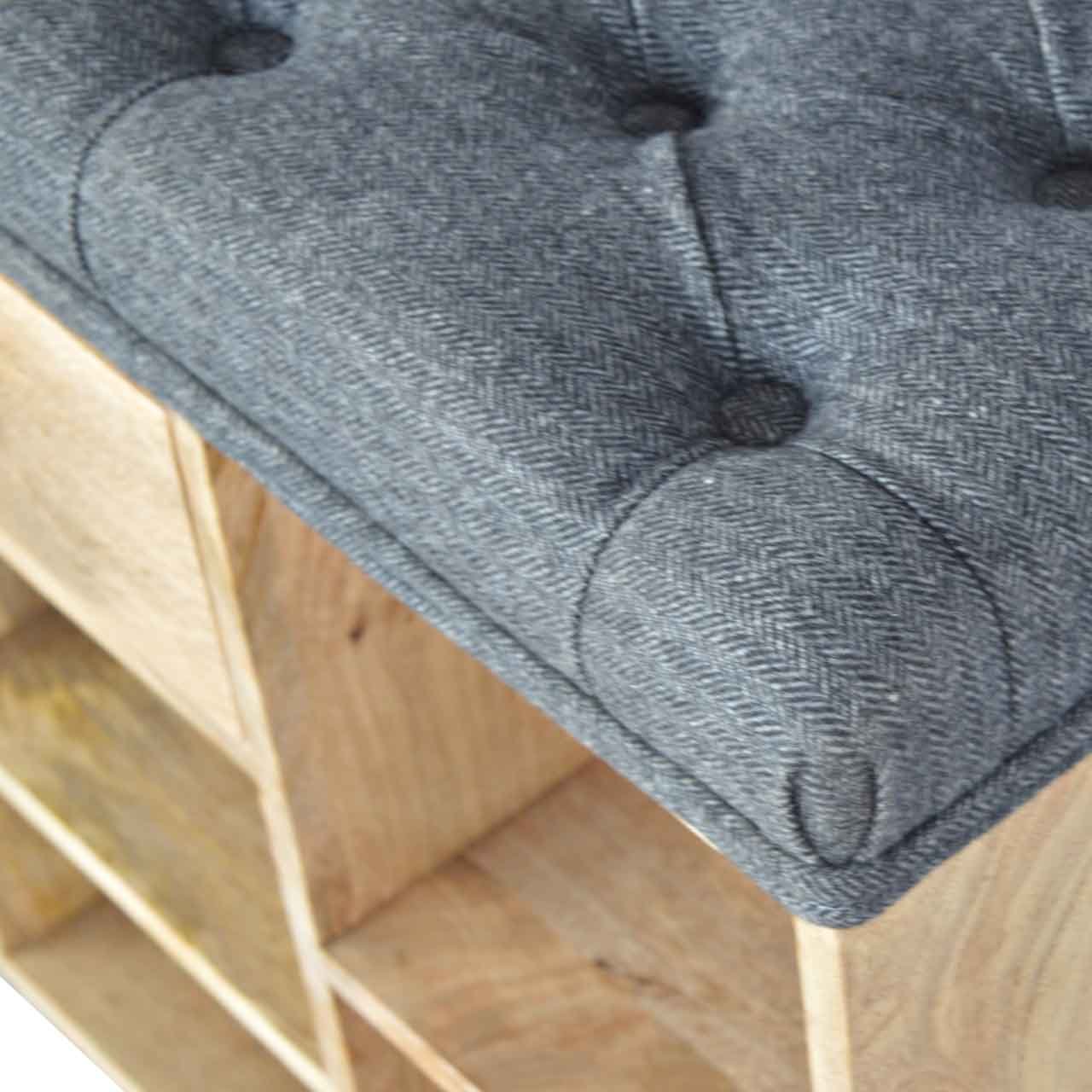 Ławka z litego drewna mango – czarna, 80 cm - Image 7