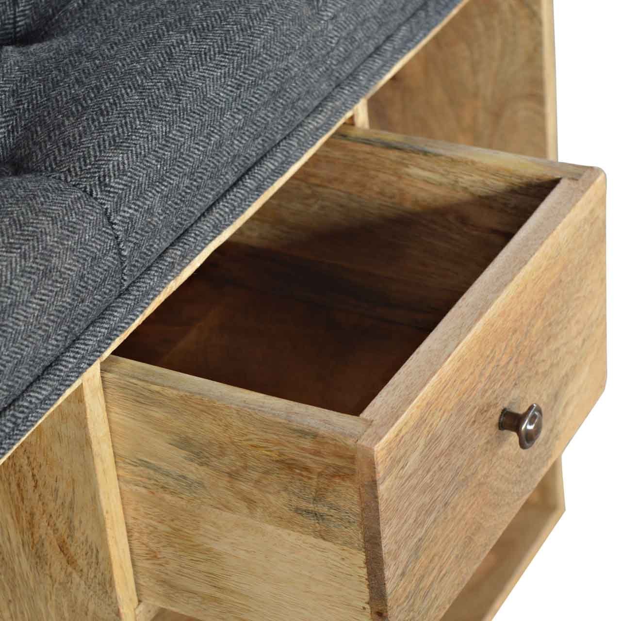 Ławka z litego drewna mango – czarna, 80 cm - Image 4