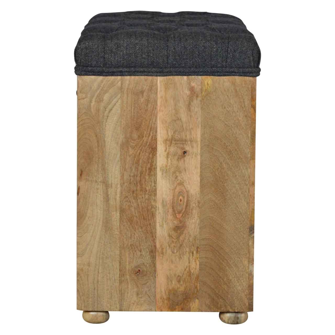 Ławka z litego drewna mango – czarna, 80 cm - Image 8