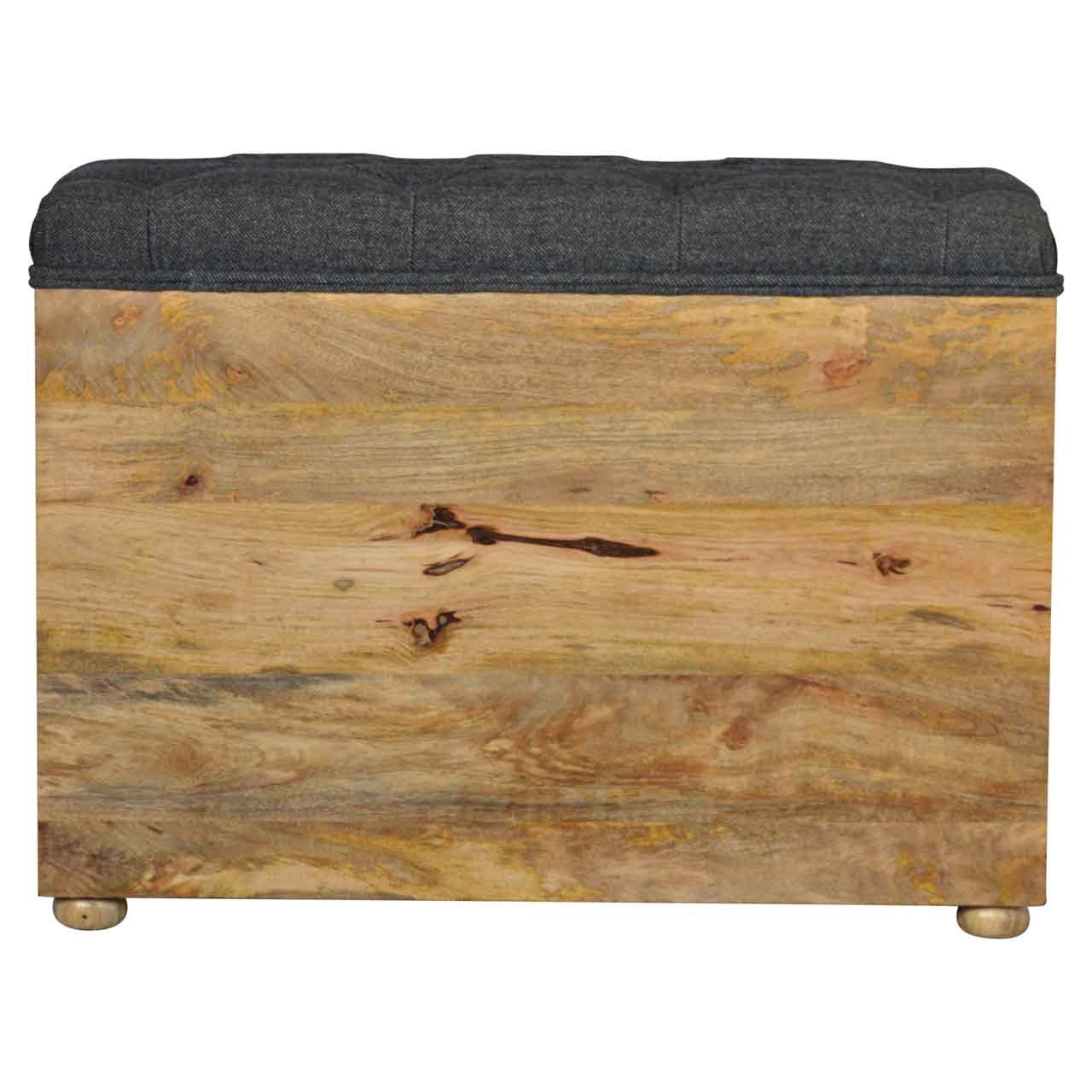 Ławka z litego drewna mango – czarna, 80 cm - Image 3