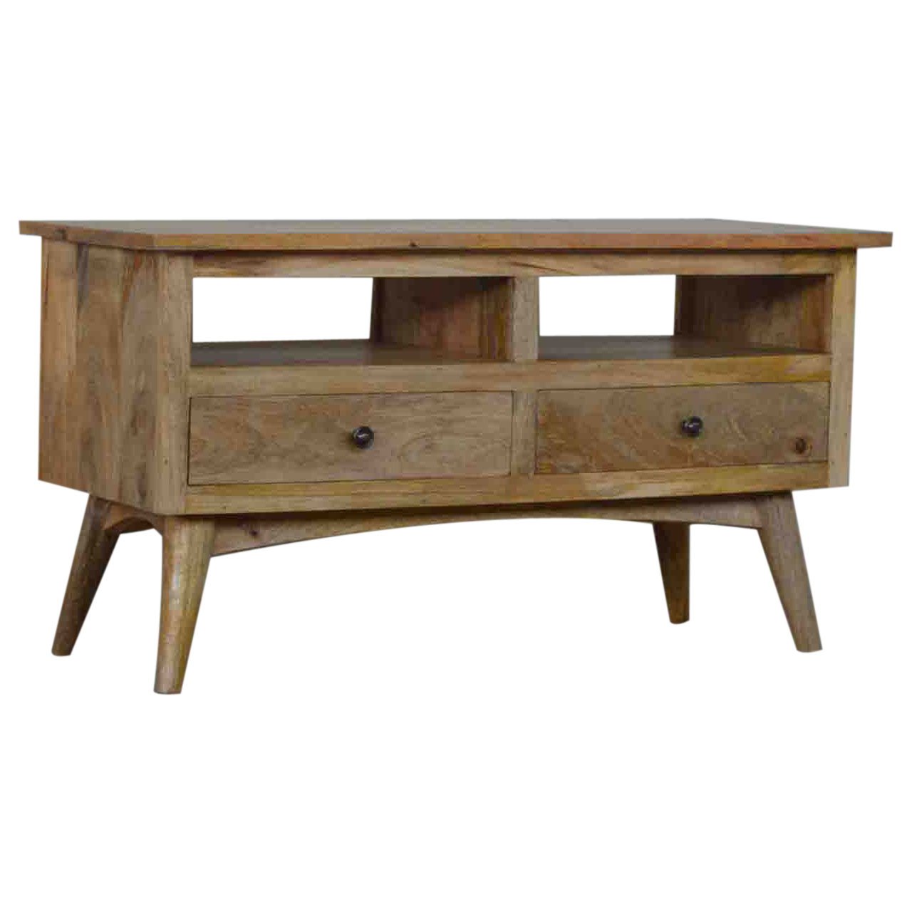 Szafka RTV z litego drewna mango – dębowa, 90 cm — model IN042 - obrazek 2