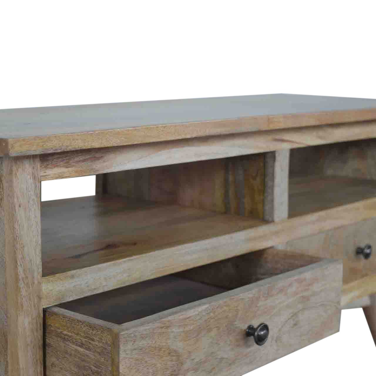 Szafka RTV z litego drewna mango – dębowa, 90 cm — model IN042 - obrazek 4