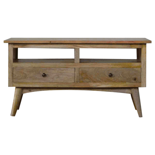 Szafka RTV z litego drewna mango – dębowa, 90 cm — model IN042 - obrazek 9