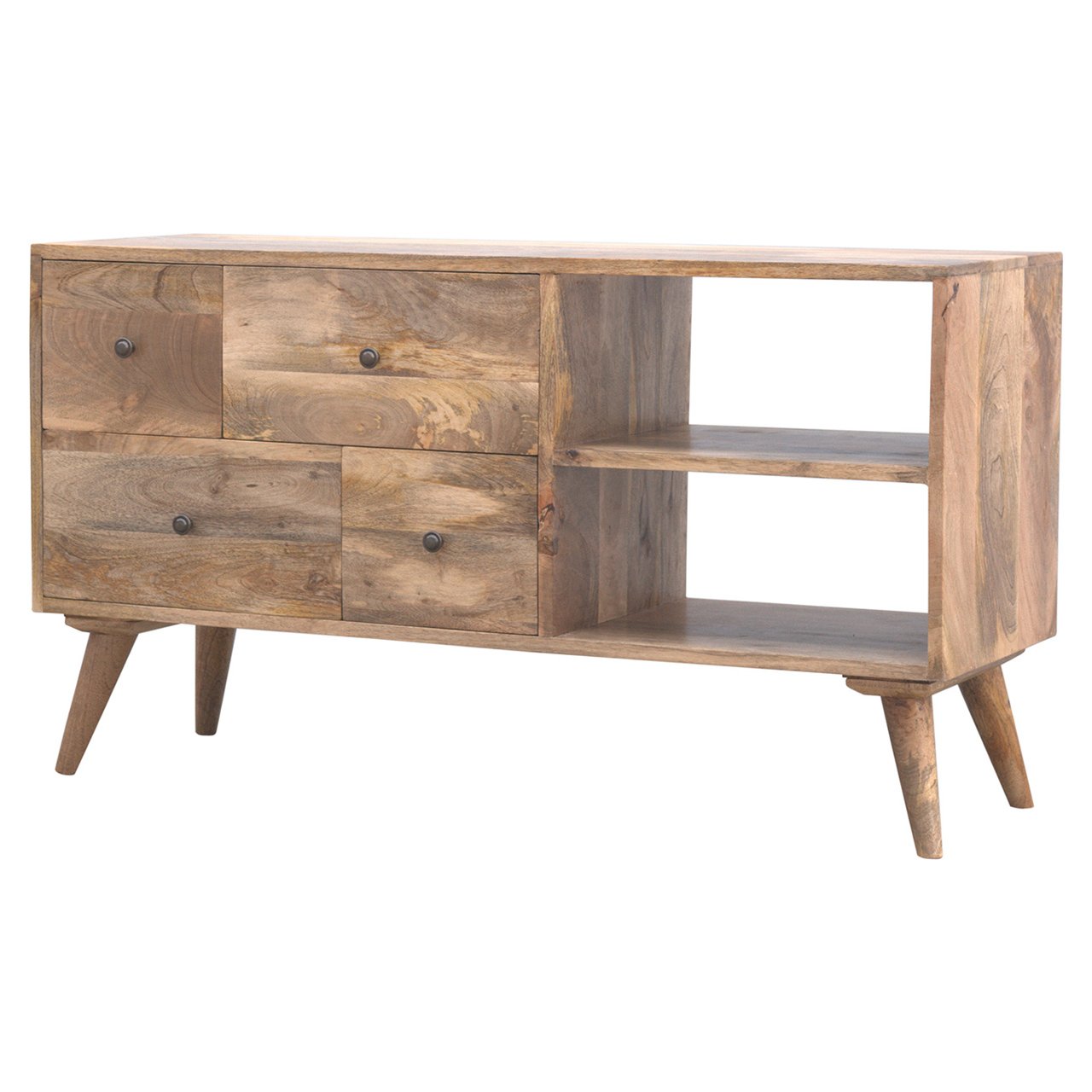 Szafka RTV Artisan IN135 – lite drewno mango, wykończenie dębowe - obrazek 2