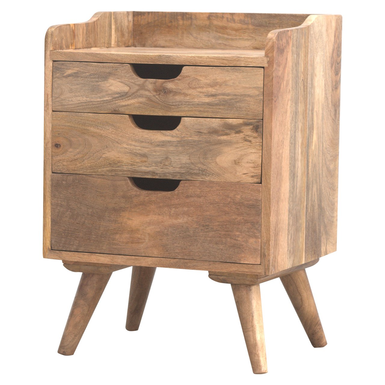 Szafka nocna z litego drewna mango – dębowa, 45 cm — model IN139 - obrazek 2