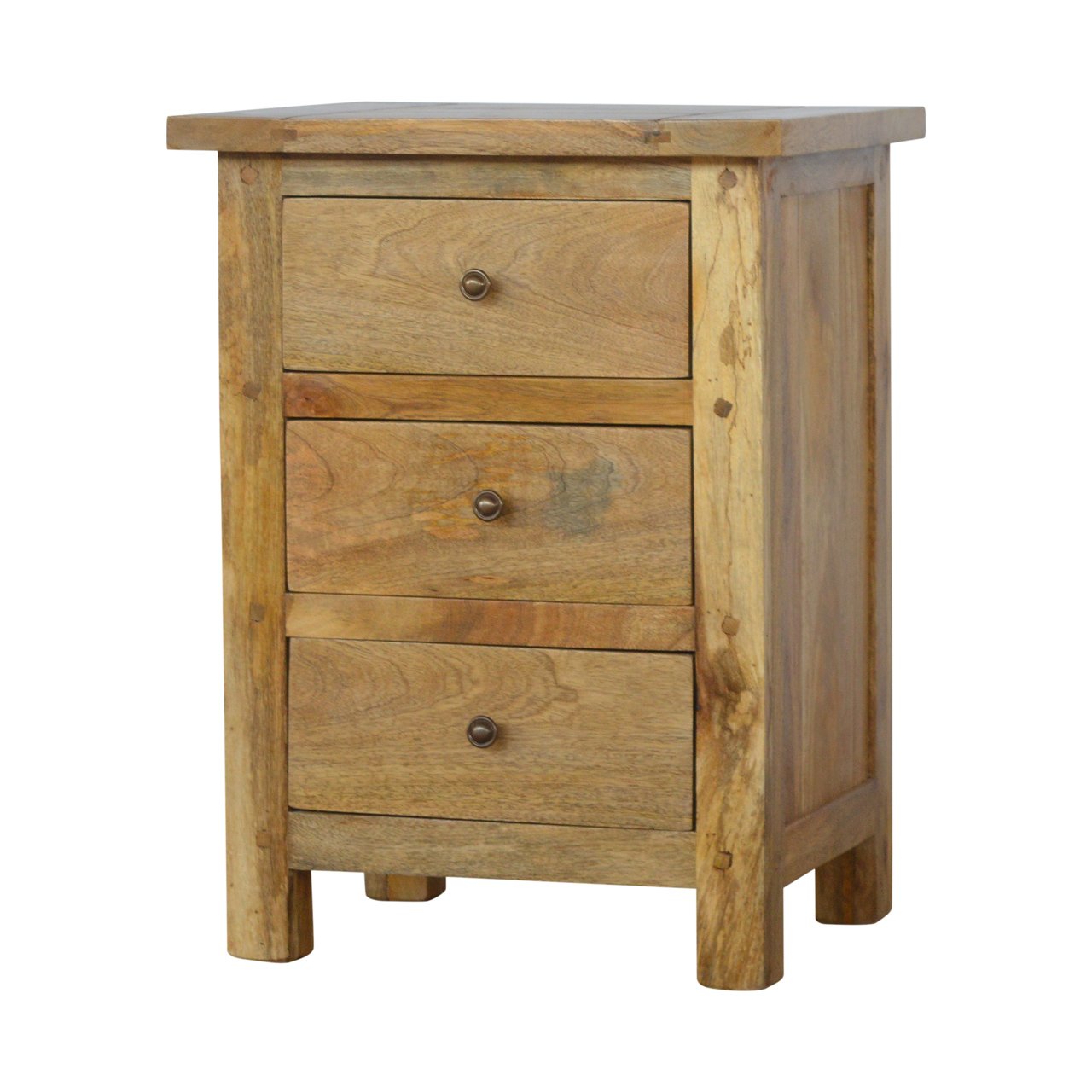 Szafka nocna z litego drewna mango – dębowa, 45 cm — model IN176 - obrazek 3