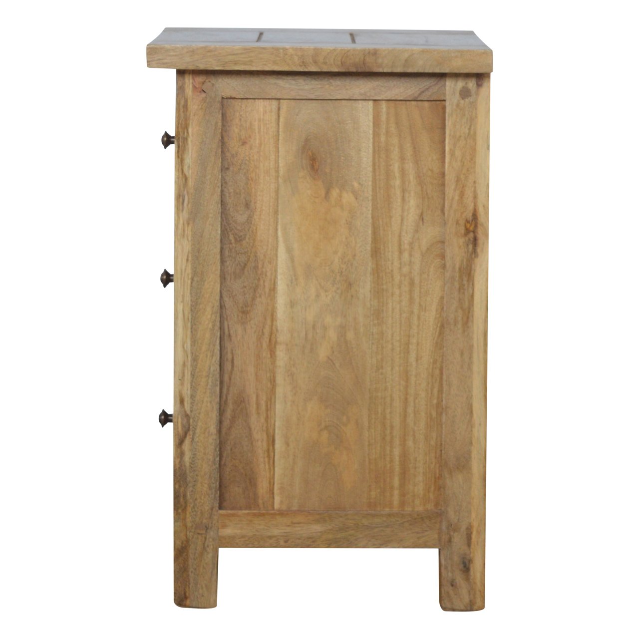 Szafka nocna z litego drewna mango – dębowa, 45 cm — model IN176 - obrazek 7