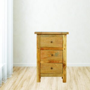 Szafka nocna z litego drewna mango – dębowa, 45 cm — model IN176