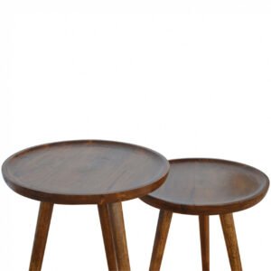Pufa z litego drewna mango – kasztanowa, 45 cm — model IN2045