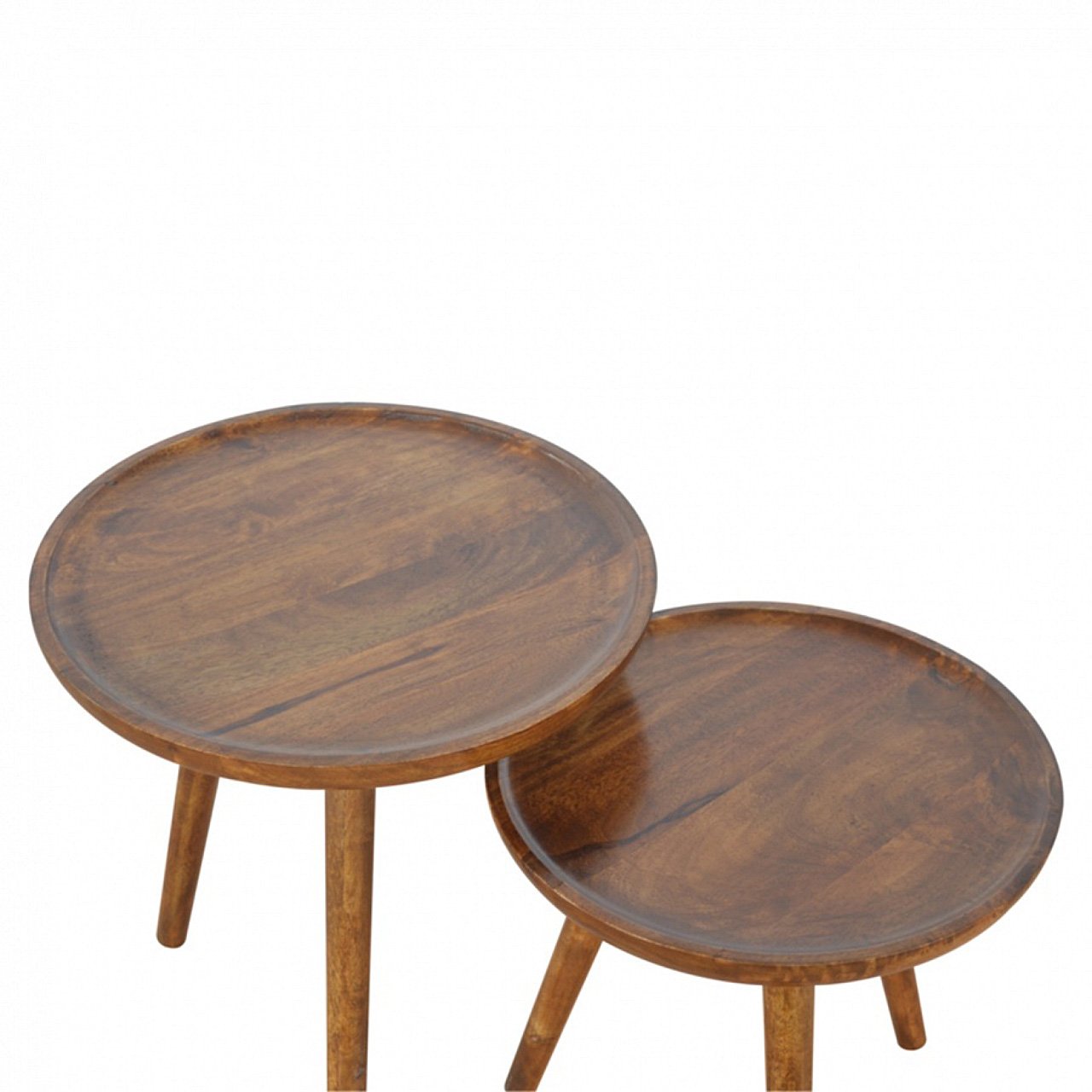 Pufa z litego drewna mango – kasztanowa, 45 cm — model IN2045 - obrazek 2