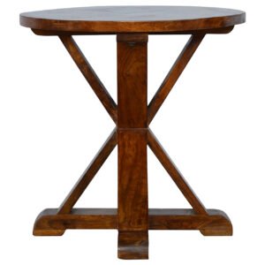 Stolik okrągły z litego drewna mango – kasztanowy, 60 cm