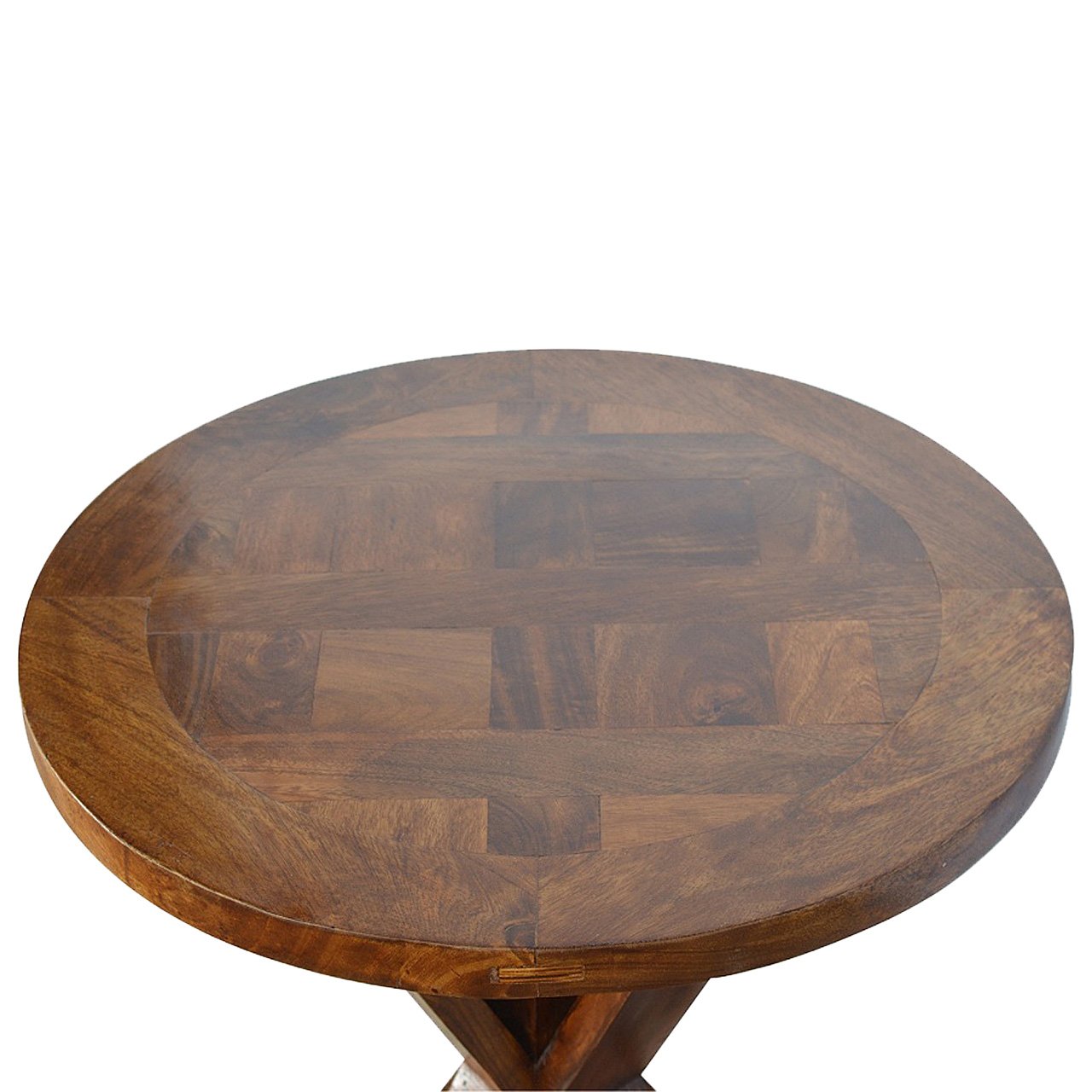 Stolik okrągły z litego drewna mango – kasztanowy, 60 cm - Image 3