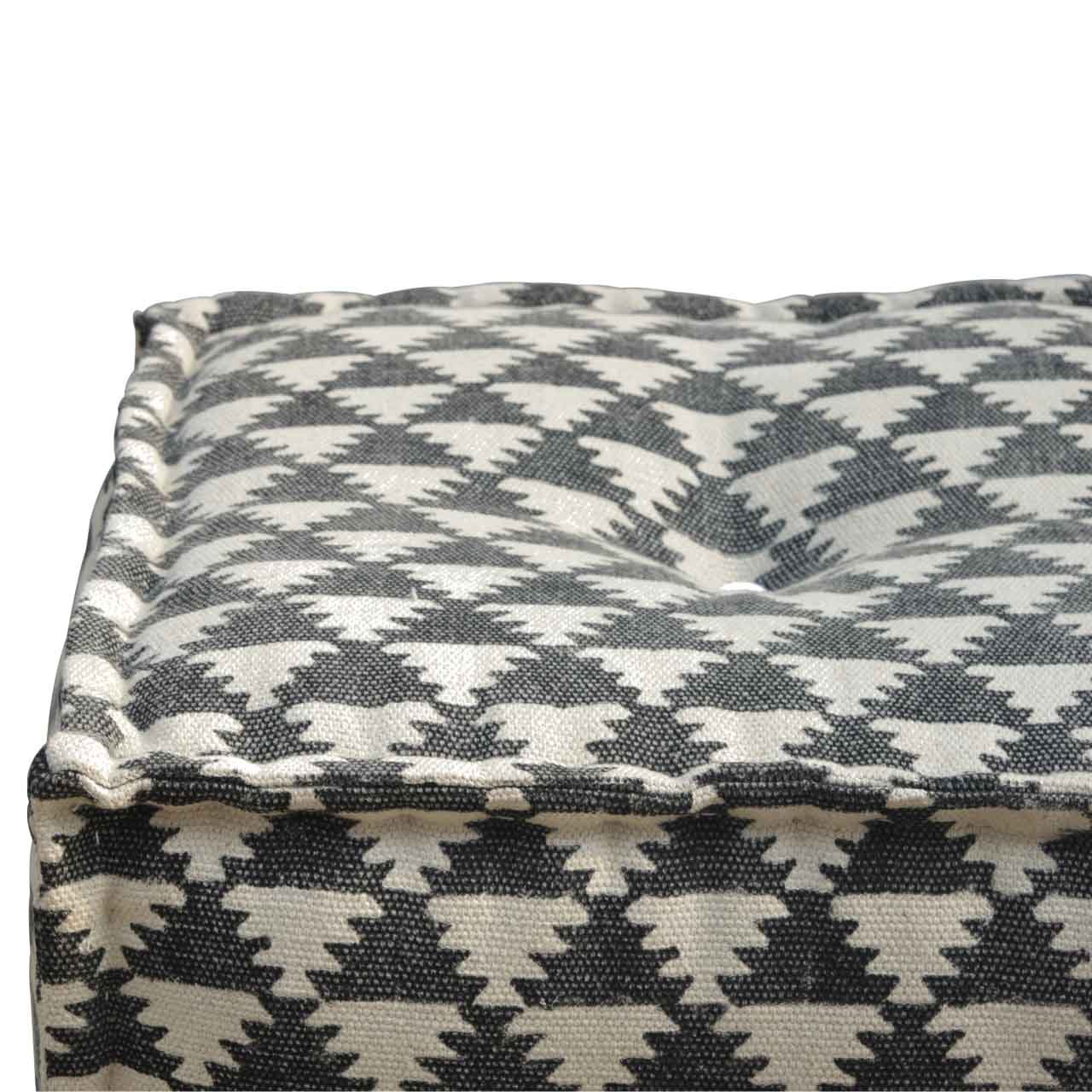Pufa lub podnóżek Artisan IN230 – drewno i tkanina bawełniana, wykończenie rzemieślnicze - Image 2