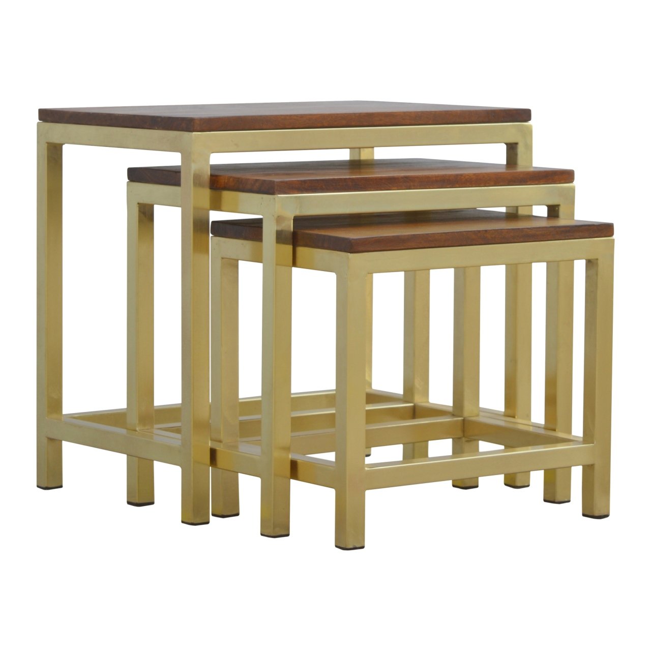 Pufa z litego drewna mango – kasztanowa, 50 cm — model IN243 - obrazek 5