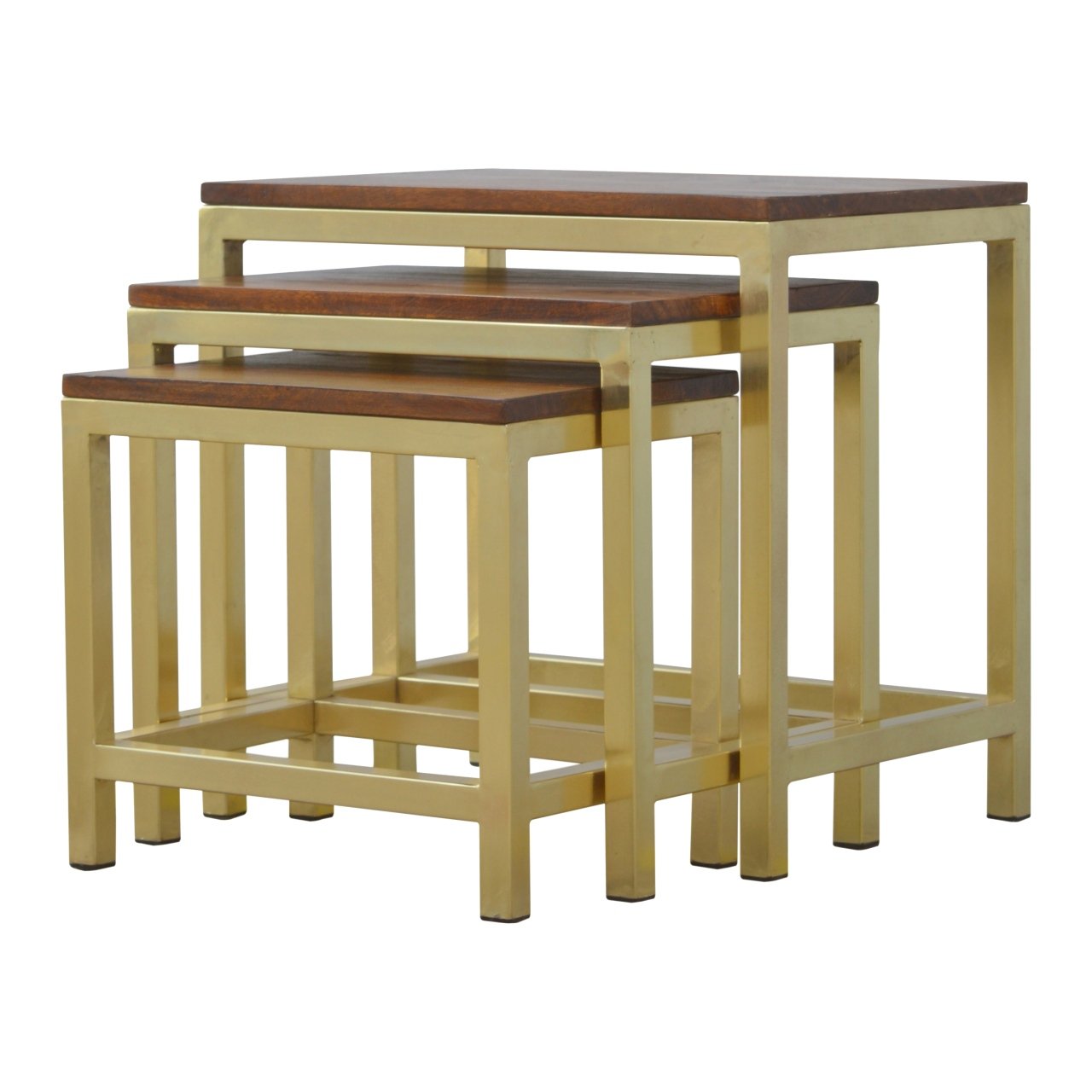 Pufa z litego drewna mango – kasztanowa, 50 cm — model IN243 - obrazek 4