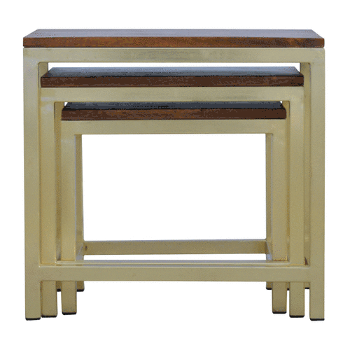 Pufa z litego drewna mango – kasztanowa, 50 cm — model IN243 - obrazek 9