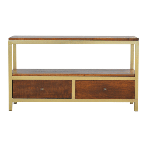 Stolik kawowy Artisan IN245 – lite drewno mango, wykończenie kasztanowe - obrazek 9