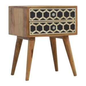 Szafka nocna z litego drewna mango – dębowa, 45 cm — model IN256
