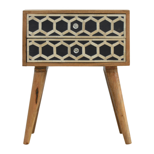 Szafka nocna z litego drewna mango – dębowa, 45 cm — model IN256 - obrazek 9