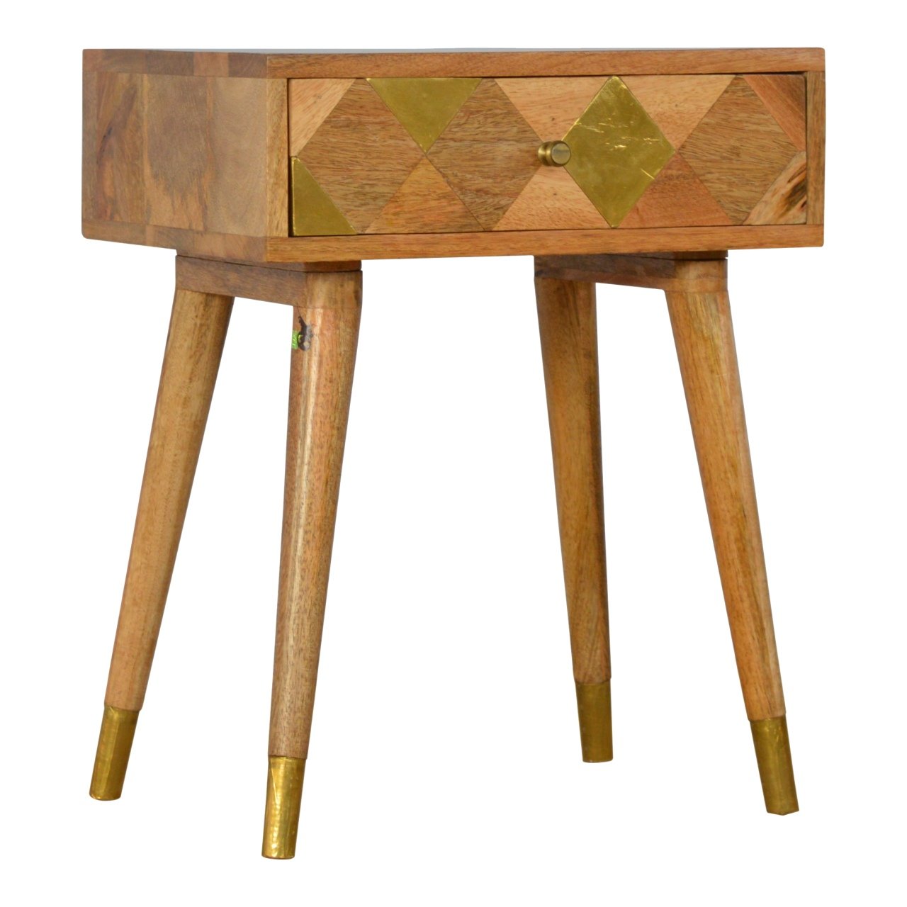 Szafka nocna z litego drewna mango – dębowa, 45 cm — model IN260 - obrazek 2