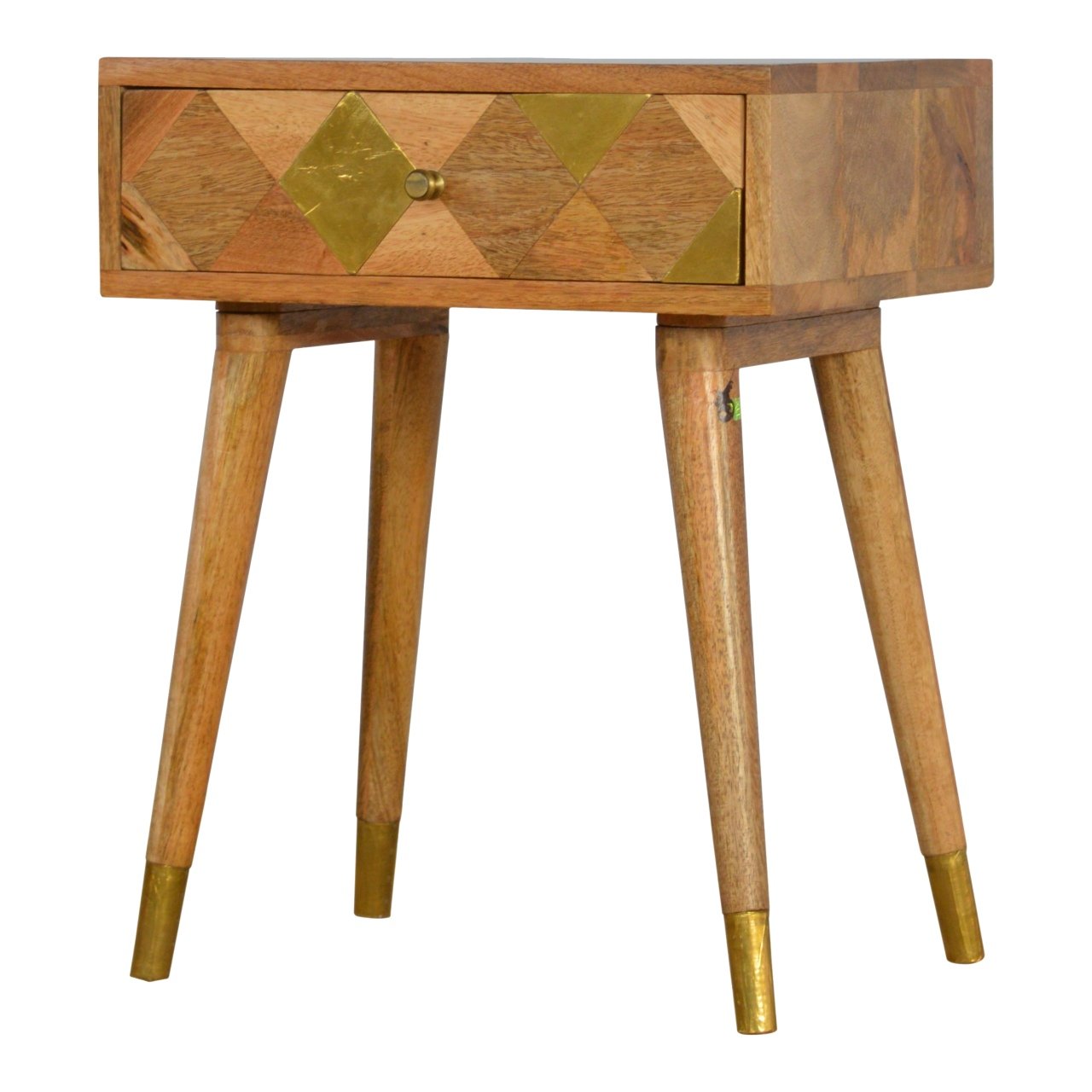 Szafka nocna z litego drewna mango – dębowa, 45 cm — model IN260