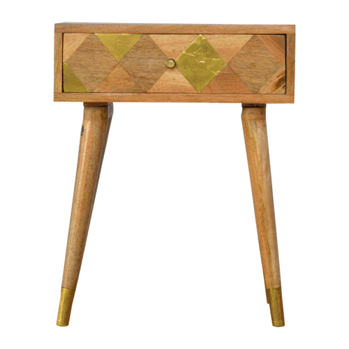 Szafka nocna z litego drewna mango – dębowa, 45 cm — model IN260 - obrazek 9