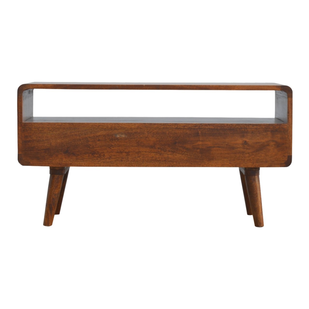 Szafka RTV z litego drewna mango – kasztanowa, 90 cm — model IN309 - obrazek 8