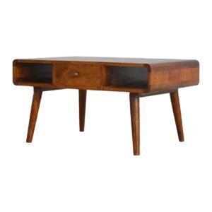 Stolik kawowy Curved Chestnut z szufladami