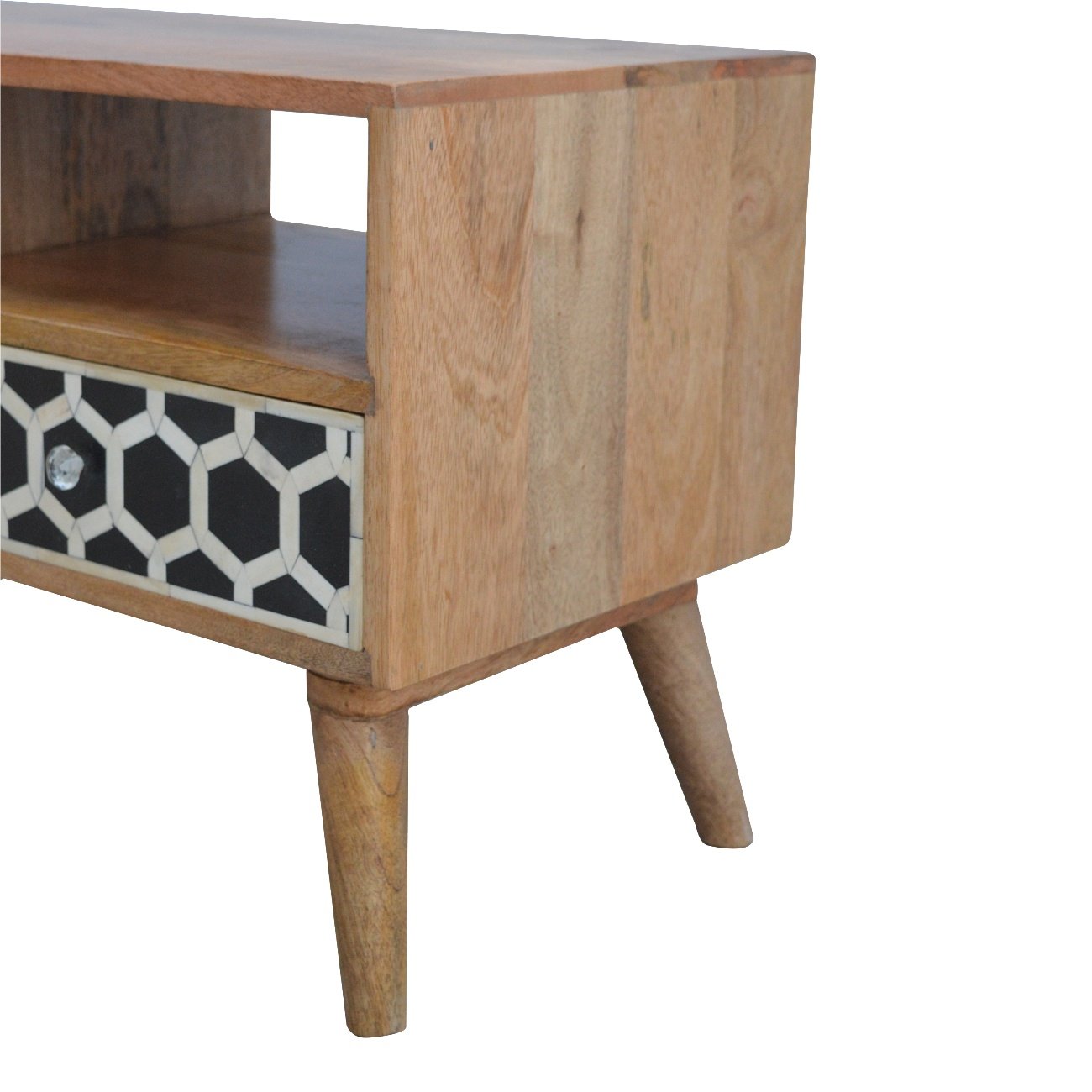 Szafka RTV z litego drewna mango – dębowa, 86 cm - obrazek 5