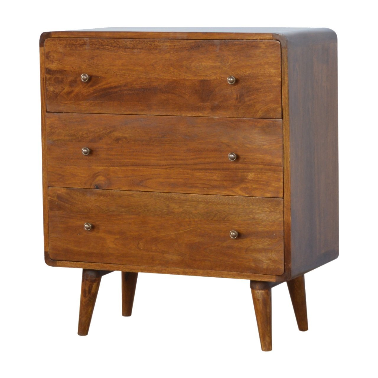 Komoda z litego drewna mango – kasztanowa, 70 cm — model IN352 - obrazek 2