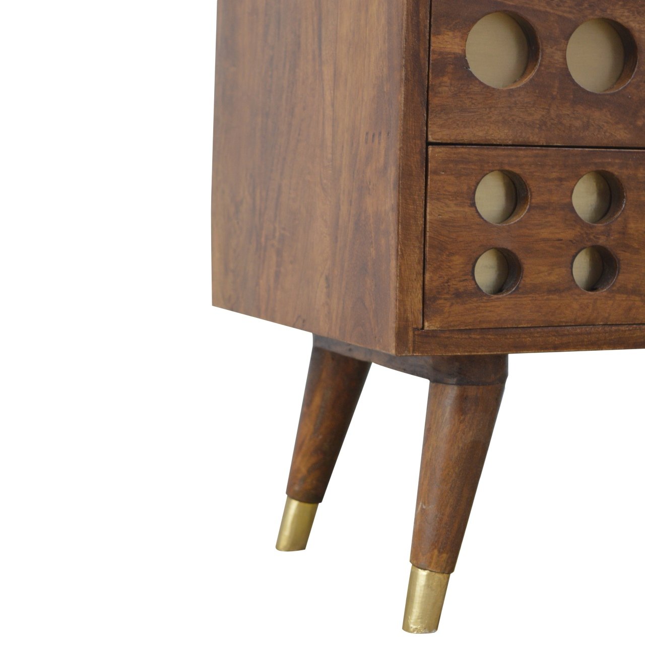 Szafka RTV z litego drewna mango – kasztanowa, 110 cm — model IN371 - obrazek 4