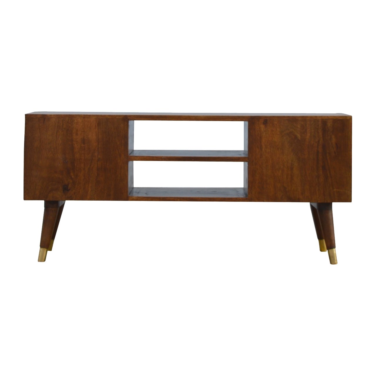 Szafka RTV z litego drewna mango – kasztanowa, 110 cm — model IN371 - obrazek 7