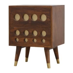 Szafka nocna z litego drewna mango – kasztanowa, 44 cm — model IN372