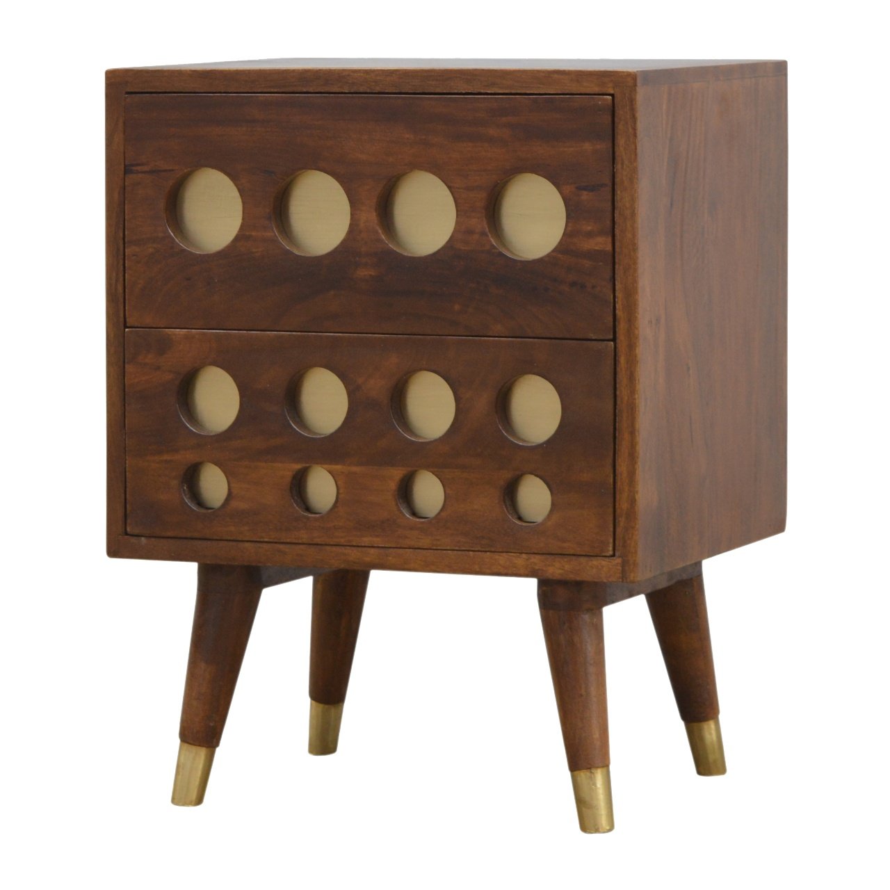 Szafka nocna z litego drewna mango – kasztanowa, 44 cm — model IN372