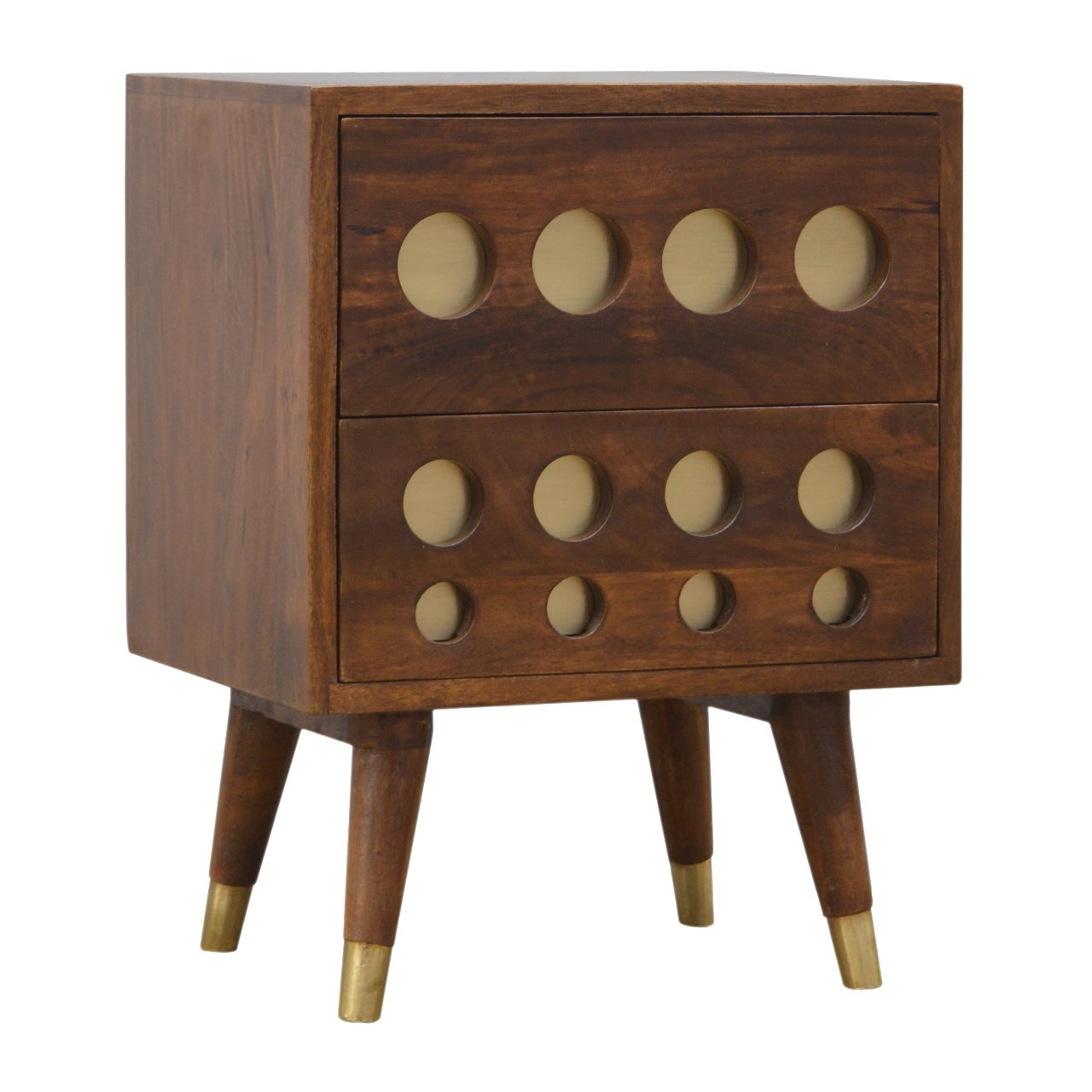 Szafka nocna z litego drewna mango – kasztanowa, 44 cm — model IN372 - obrazek 2