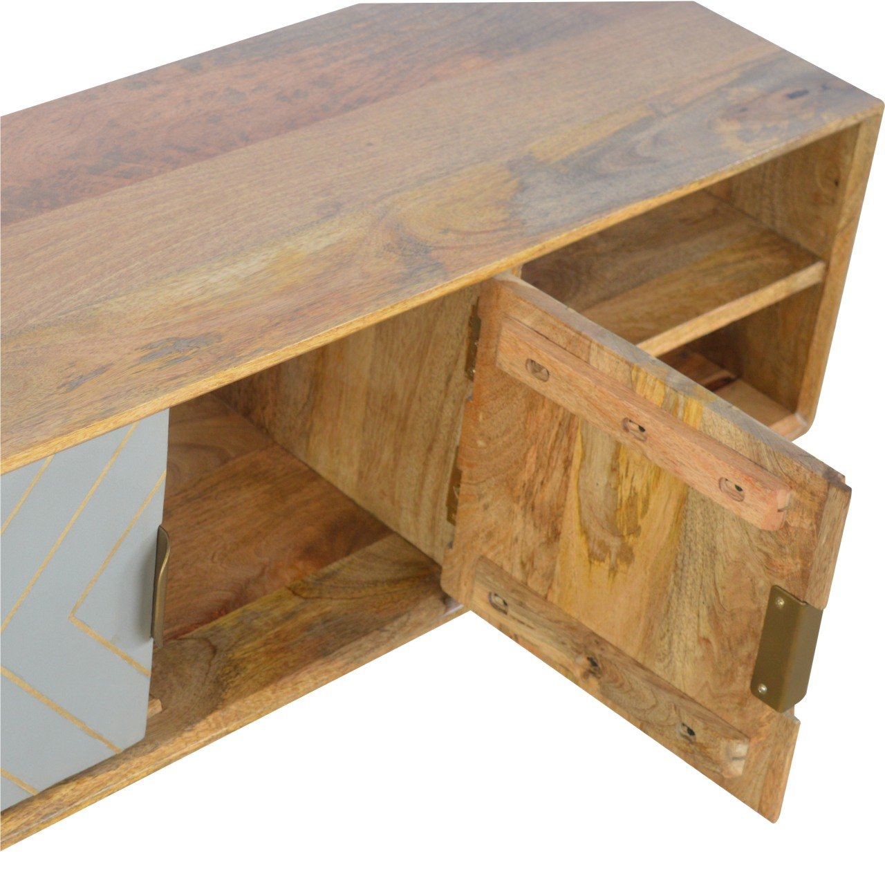 Szafka RTV Artisan IN373 – lite drewno mango, wykończenie dębowe - Image 6