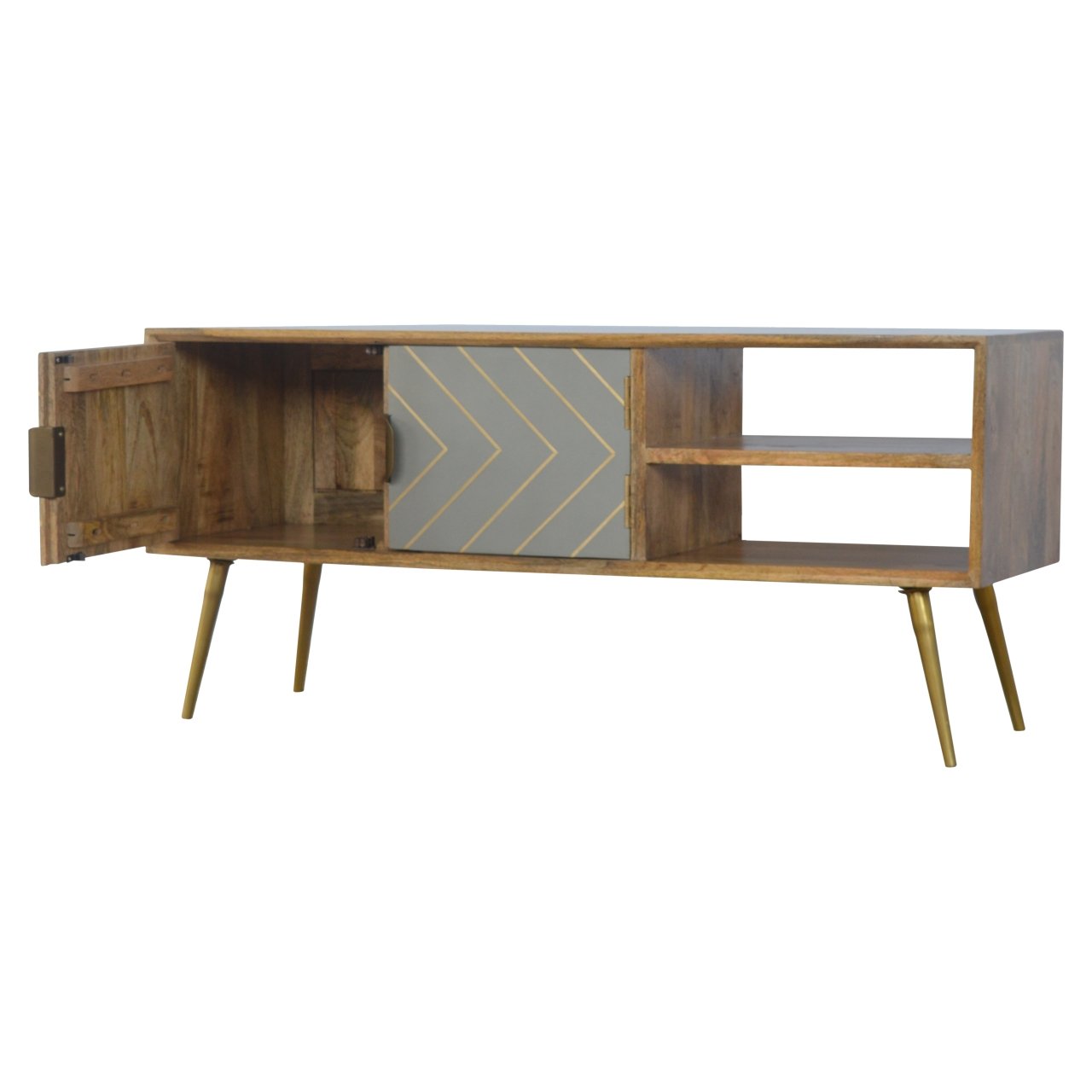 Szafka RTV Artisan IN373 – lite drewno mango, wykończenie dębowe - Image 3