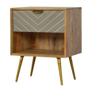 Szafka nocna z litego drewna mango – dębowa, 45 cm — model IN374