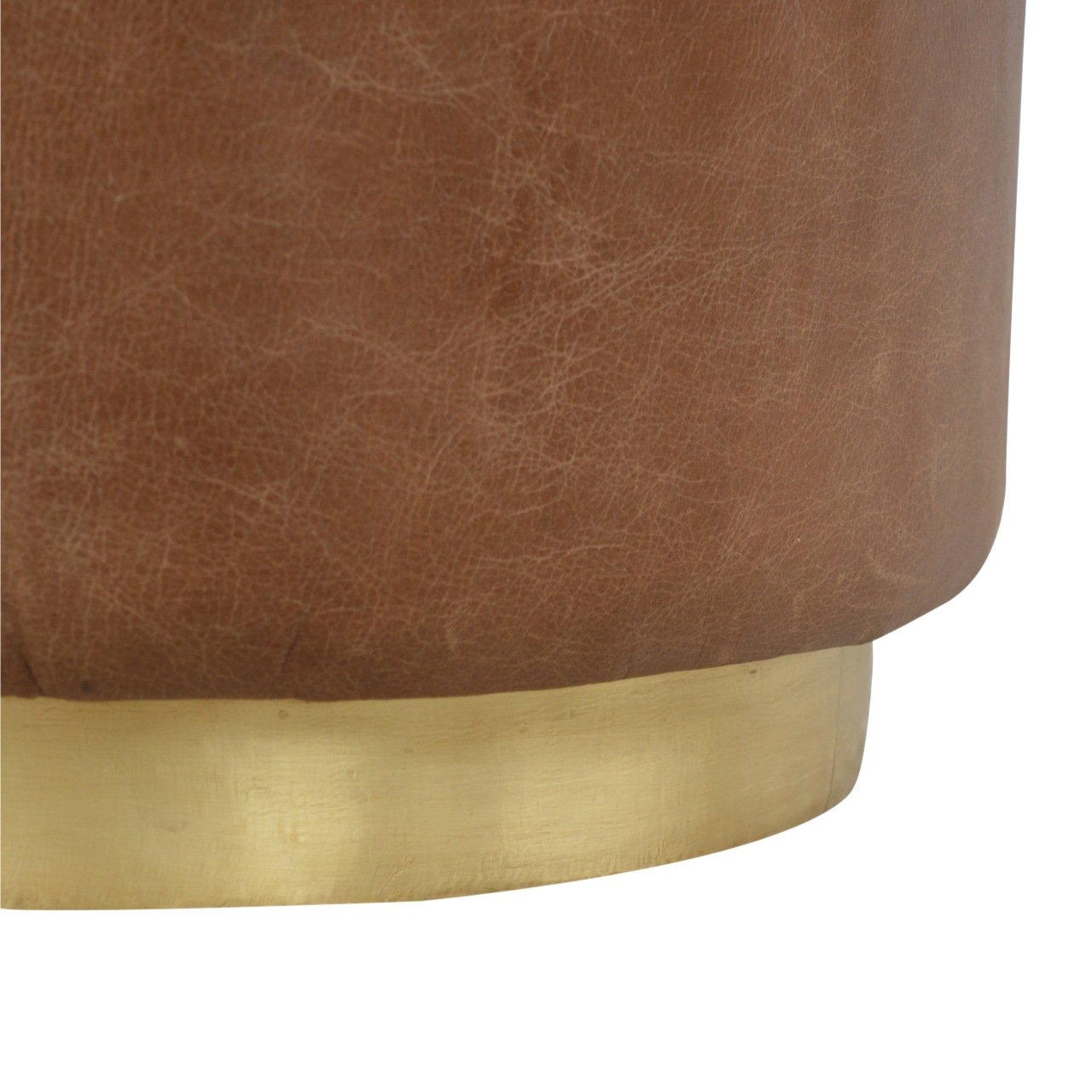 Pufa z drewna i skóry – 48 cm - Image 4
