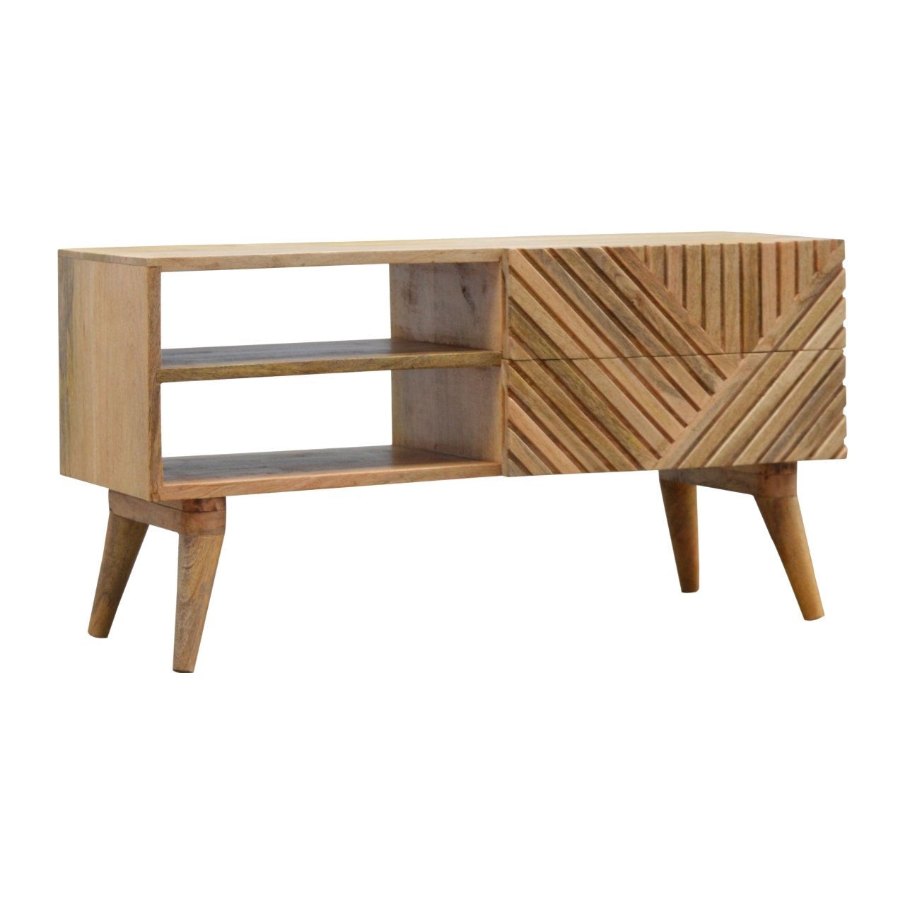 Szafka RTV Artisan IN662 – lite drewno mango, wykończenie dębowe - obrazek 2