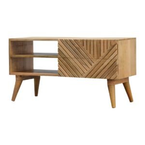 Szafka RTV Artisan IN662 – lite drewno mango, wykończenie dębowe