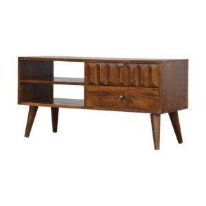 Szafka RTV z litego drewna mango – kasztanowa, 90 cm — model IN692