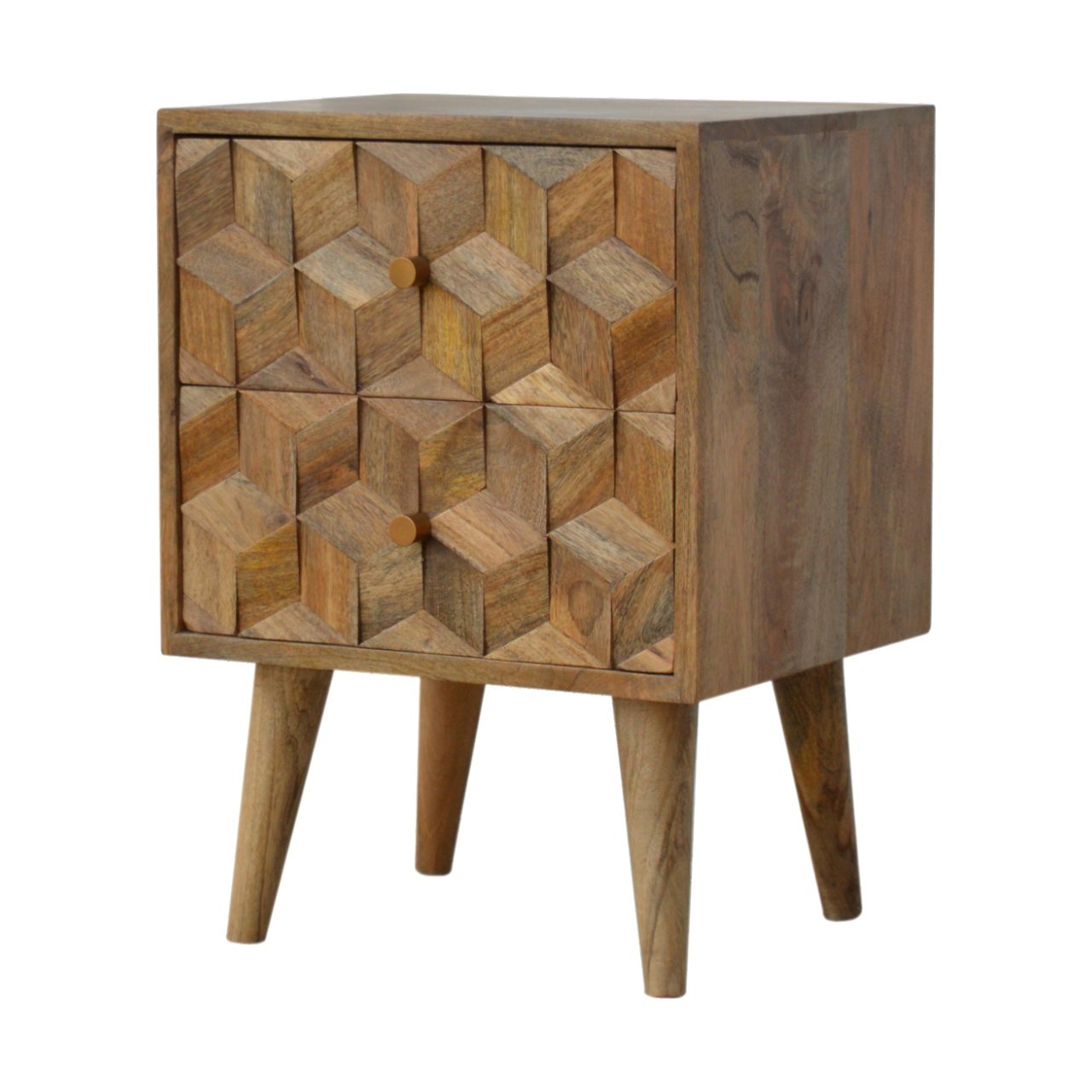 Szafka nocna z litego drewna mango – dębowa, 40 cm — model IN696