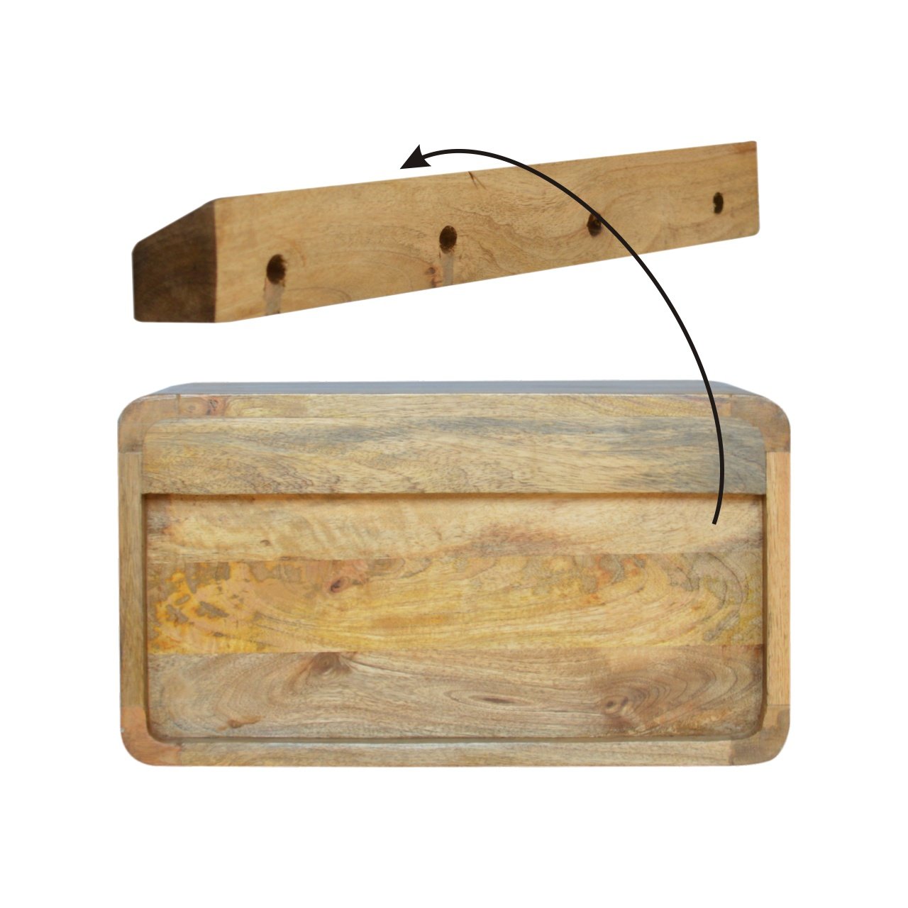 Szafka nocna z litego drewna mango – dębowa, 45 cm — model IN706 - obrazek 8