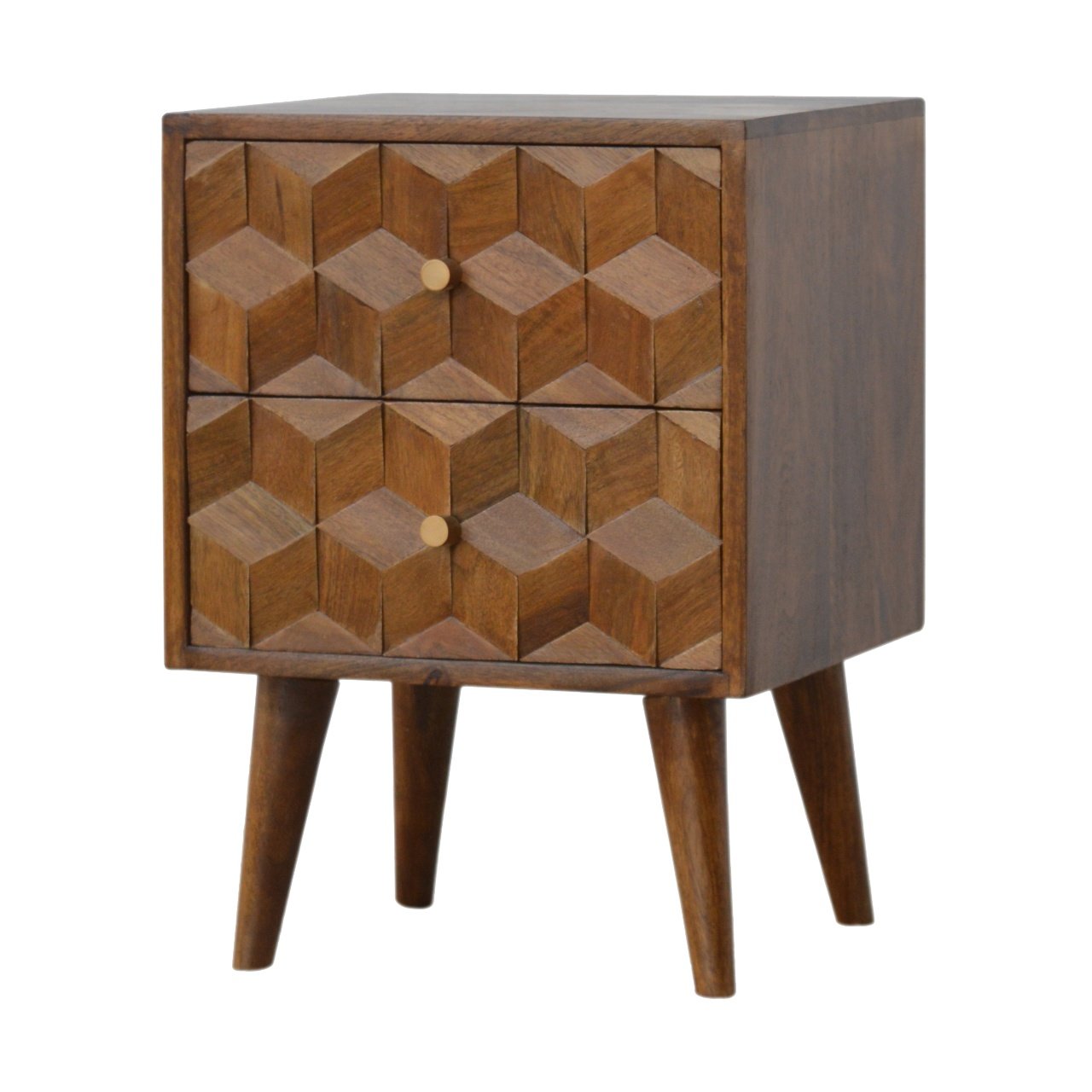 Szafka nocna z litego drewna mango – kasztanowa, 40 cm — model IN781 - Image 2
