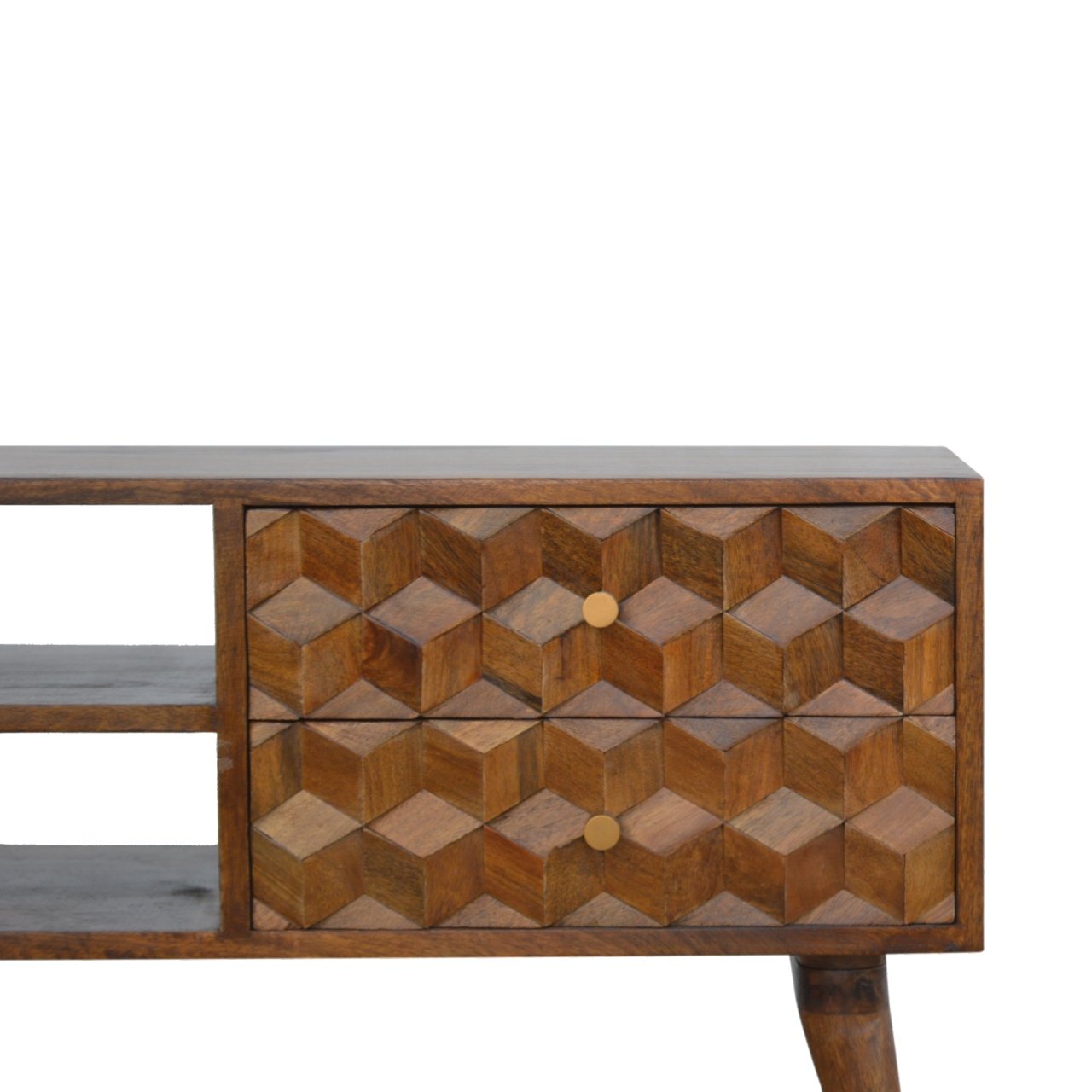 Szafka RTV z litego drewna mango – kasztanowa, 85 cm — model IN782 - obrazek 3